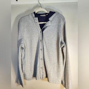 Croft & Barrow Gray Button-Up Hoodie Sz L